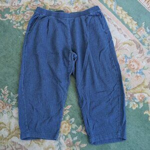 GAP Women Sz XL Pants Blue Denim 100% Cotton Gauze Easy Barrel Pockets